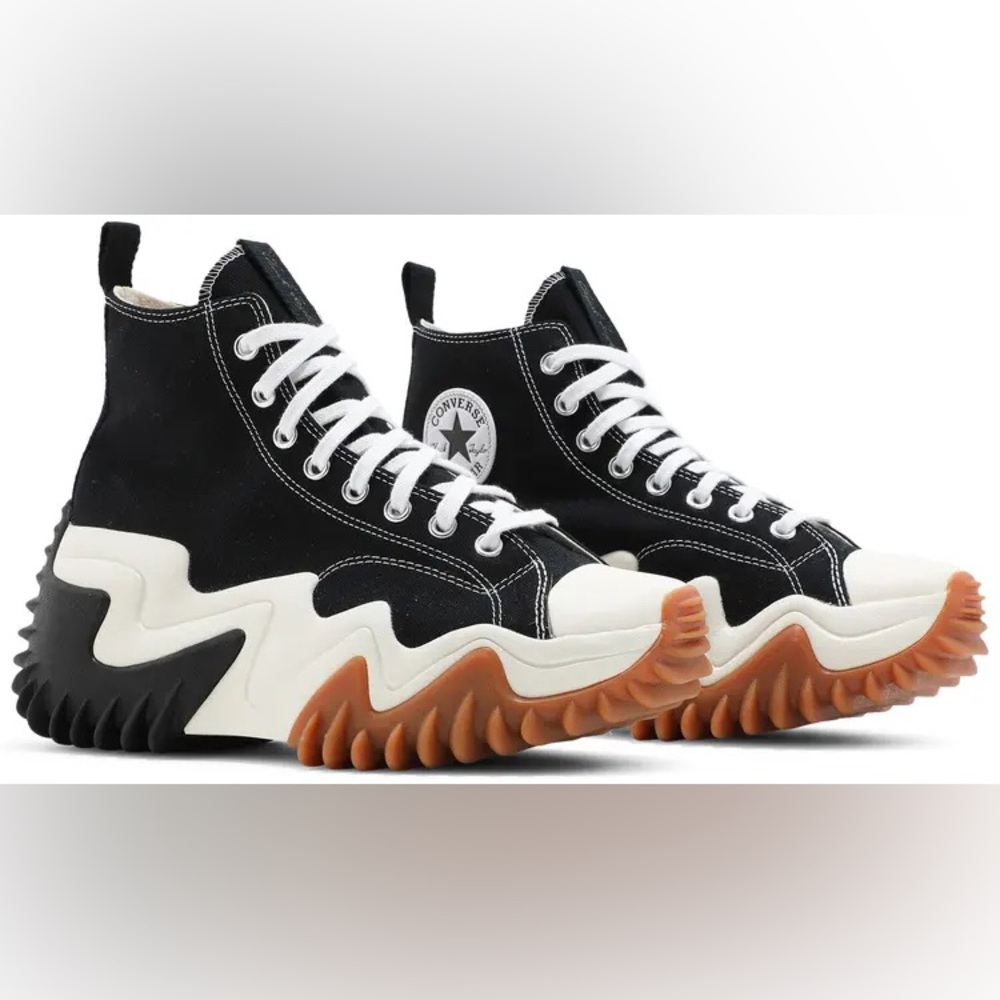 Converse Black and White High-Tops with Gum Sole